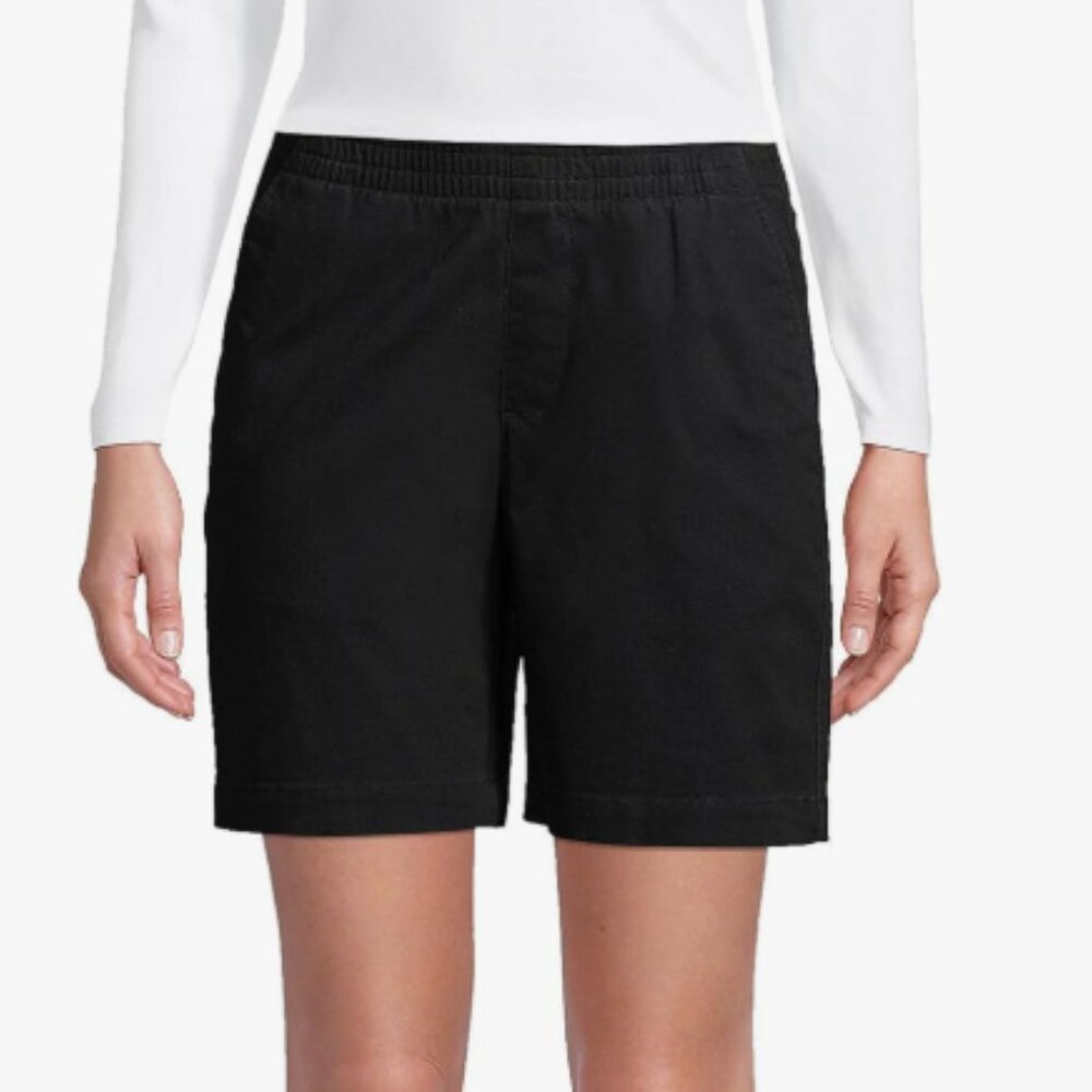 Lands' End Black Flat Front Shorts